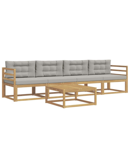 Set di divani da esterno 4 pcs Bianco e Grigio Chiaro