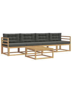 Set di divani da esterno con cuscino 4 pcs Bianco e Antracite 2