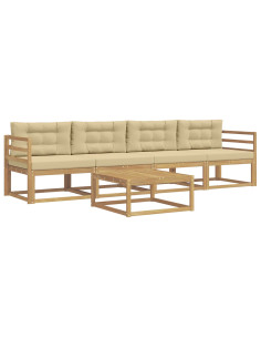 Set di divani da esterno con cuscino 4 pcs Bianco e Beige 2
