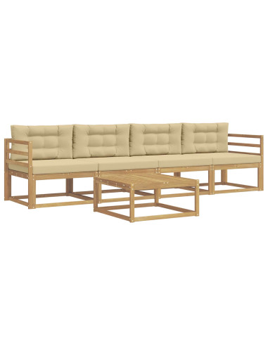 Set di divani da esterno con cuscino 4 pcs Bianco e Beige