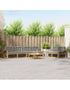 Set di divani da esterno 6 pcs Bianco e Grigio Chiaro