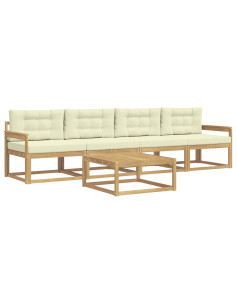 Set di divani da esterno con cuscino 4 pcs Bianco e Crema 2