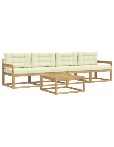 Set di divani da esterno con cuscino 4 pcs Bianco e Crema