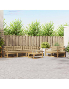 Set di divani da esterno con cuscino 6 pcs Bianco e Beige