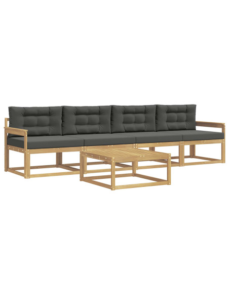 Set di divani da esterno con cuscino 4 pcs Bianco e Antracite