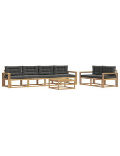 Set di divani da esterno con cuscino 6 pcs Bianco e Antracite 2