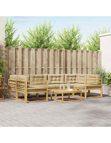 Set di divani da esterno con cuscino 5 pcs Bianco e Beige