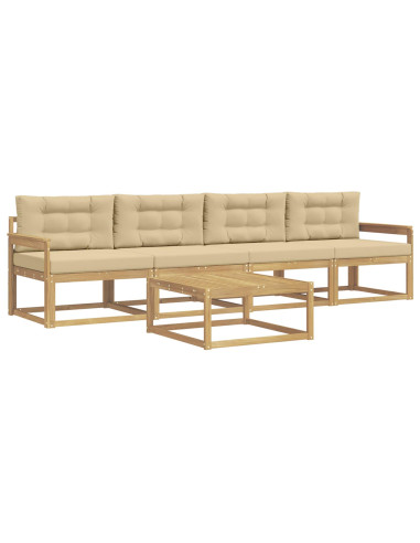 Set di divani da esterno con cuscino 4 pcs Bianco e Beige