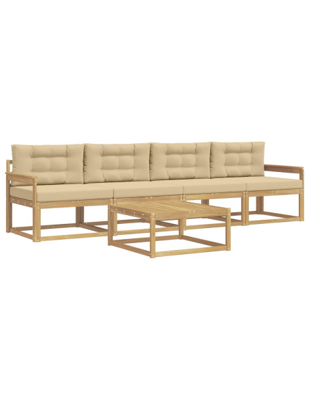 Set di divani da esterno con cuscino 4 pcs Bianco e Beige