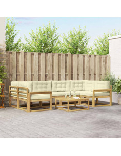 Set di divani da esterno con cuscino 5 pcs Bianco e Crema