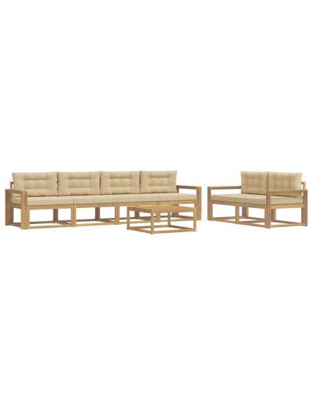 Set di divani da esterno con cuscino 6 pcs Bianco e Beige
