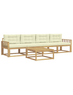 Set di divani da esterno con cuscino 4 pcs Bianco e Crema 2