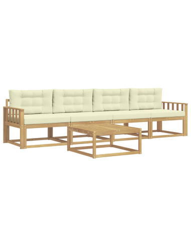 Set di divani da esterno con cuscino 4 pcs Bianco e Crema