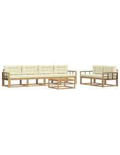 Set di divani da esterno con cuscino 6 pcs Bianco e Crema 2