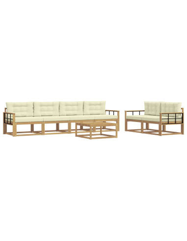 Set di divani da esterno con cuscino 6 pcs Bianco e Crema