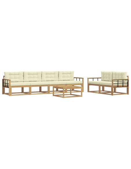 Set di divani da esterno con cuscino 6 pcs Bianco e Crema
