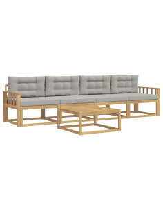 Set di divani da esterno 4 pcs Bianco e Grigio Chiaro 2