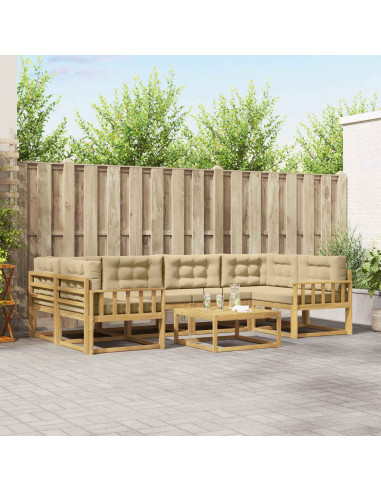Set di divani da esterno con cuscino 5 pcs Bianco e Beige