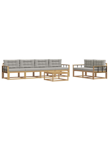 Set di divani da esterno 6 pcs Bianco e Grigio Chiaro