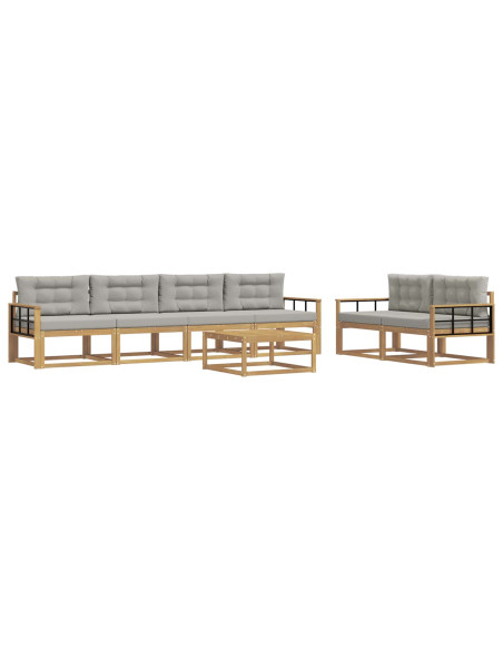 Set di divani da esterno 6 pcs Bianco e Grigio Chiaro