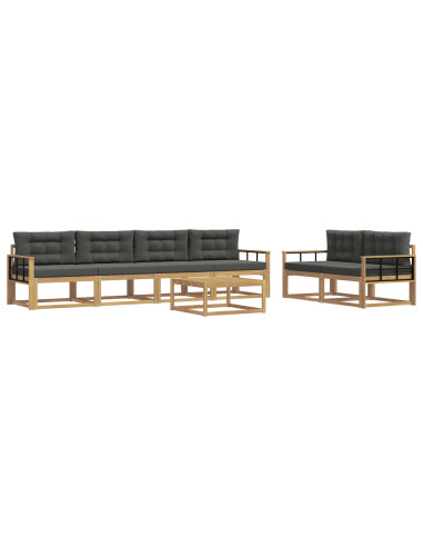 Set di divani da esterno con cuscino 6 pcs Bianco e Antracite