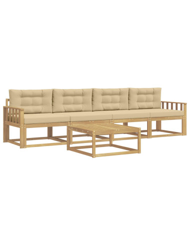 Set di divani da esterno con cuscino 4 pcs Bianco e Beige