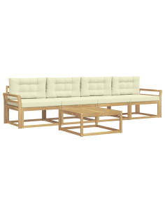 Set di divani da esterno con cuscino 4 pcs Bianco e Crema 2