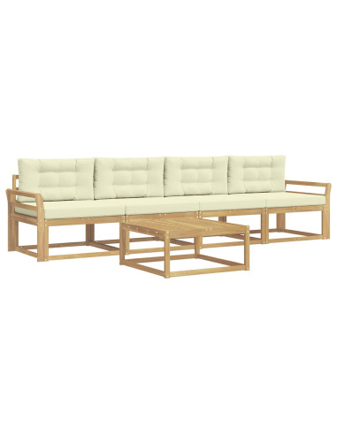 Set di divani da esterno con cuscino 4 pcs Bianco e Crema
