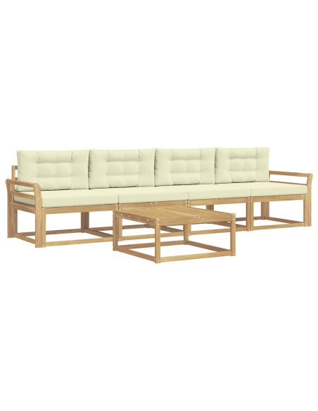 Set di divani da esterno con cuscino 4 pcs Bianco e Crema