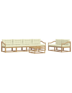 Set di divani da esterno con cuscino 6 pcs Bianco e Crema 2