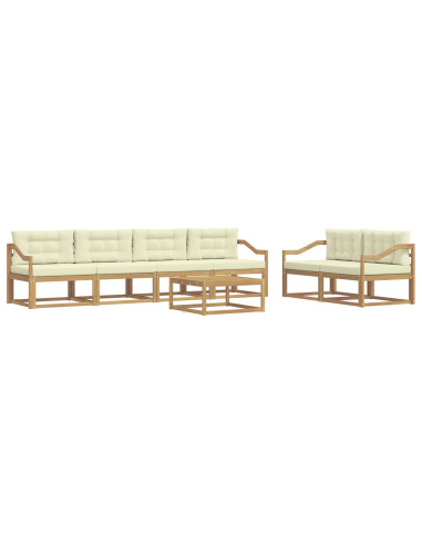 Set di divani da esterno con cuscino 6 pcs Bianco e Crema