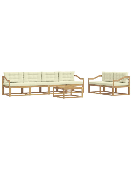 Set di divani da esterno con cuscino 6 pcs Bianco e Crema