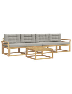 Set di divani da esterno 4 pcs Bianco e Grigio Chiaro 2