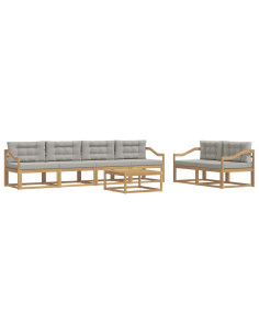 Set di divani da esterno 6 pcs Bianco e Grigio Chiaro 2