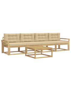 Set di divani da esterno con cuscino 4 pcs Bianco e Beige 2