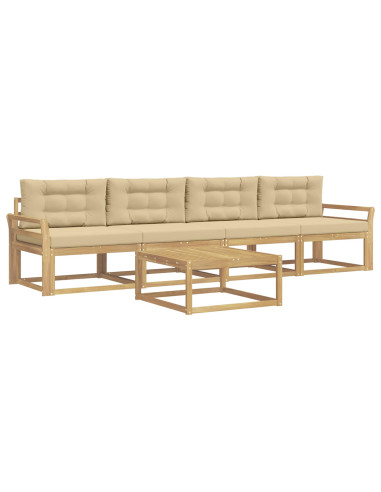 Set di divani da esterno con cuscino 4 pcs Bianco e Beige