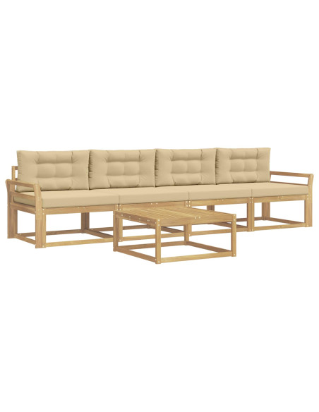 Set di divani da esterno con cuscino 4 pcs Bianco e Beige