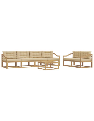 Set di divani da esterno con cuscino 6 pcs Bianco e Beige