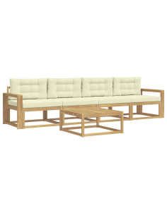 Set di divani da esterno con cuscino 4 pcs Bianco e Crema 2