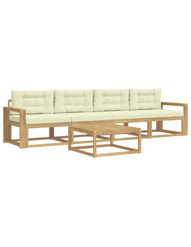 Set di divani da esterno con cuscino 4 pcs Bianco e Crema