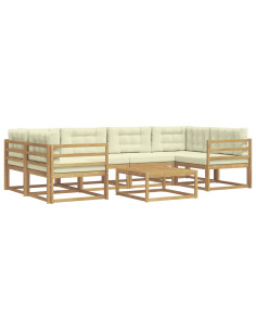 Set di divani da esterno con cuscino 5 pcs Bianco e Crema 2