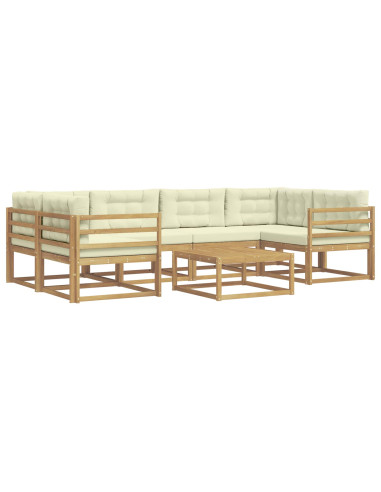 Set di divani da esterno con cuscino 5 pcs Bianco e Crema