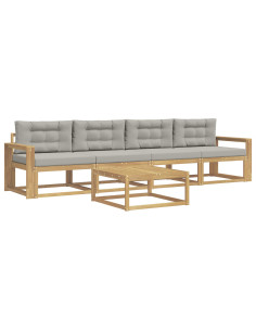 Set di divani da esterno 4 pcs Bianco e Grigio Chiaro 2