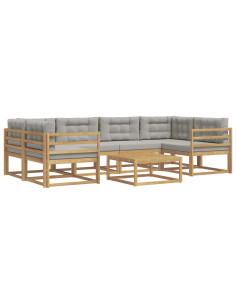 Set di divani da esterno 5 pcs Bianco e Grigio Chiaro 2
