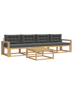 Set di divani da esterno con cuscino 4 pcs Bianco e Antracite 2