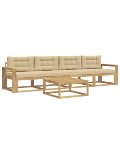 Set di divani da esterno con cuscino 4 pcs Bianco e Beige 2
