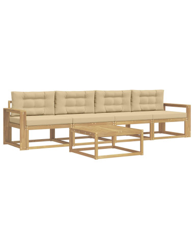 Set di divani da esterno con cuscino 4 pcs Bianco e Beige