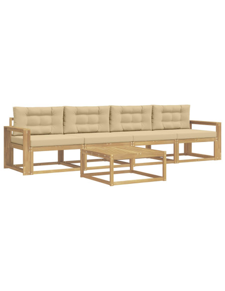 Set di divani da esterno con cuscino 4 pcs Bianco e Beige