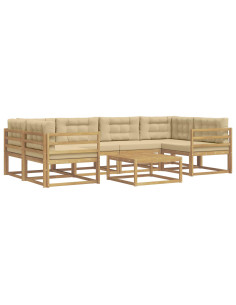 Set di divani da esterno con cuscino 5 pcs Bianco e Beige 2