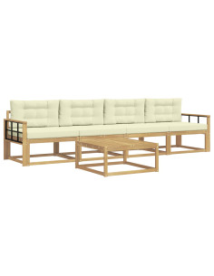 Set di divani da esterno con cuscino 4 pcs Bianco e Crema 2